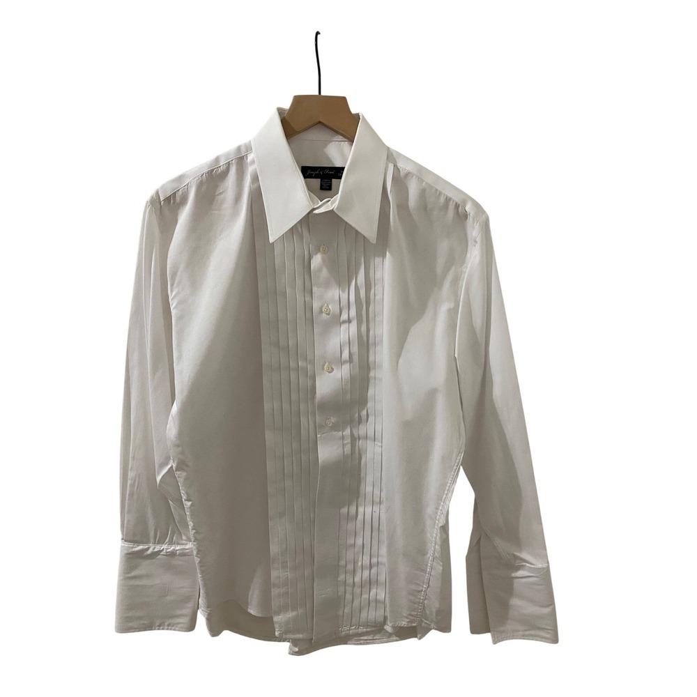 Joseph & Feiss Mens White Pleated Bib Tuxedo Shirt 16 32/33 French Cuff Cotton